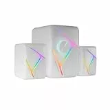 Mars Gaming MS-H21, Altavoces Gaming RGB 2.1 y Subwoofer 35W, Sistema Drivers Invertidos 3D Surround, Altavoces Compactos con Iluminación Dinámica RGB, Alimentación USB y Conector Jack 3.5mm, Blanco
