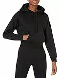 Amazon Essentials Sudadera Corta con Capucha (Disponible en Tallas Grandes) Mujer, Negro, S