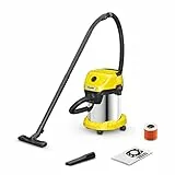 Kärcher, Aspirador en Seco y Húmedo WD 3 S V-17/4/20, Enchufe, Filtro cartucho, 1000 W, Depósito acero inoxidable 17 l, Manguera aspiración 2 m, cable 4m, Función de soplado