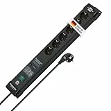 Brennenstuhl Premium-Line regleta enchufes de 6 Tomas con protección contra sobretensiones hasta 26.000A (Cable de 1,8m, Interruptor, protección sobretensión, montable, Fabricado en Alemania) Negro