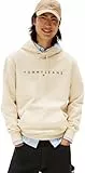 Tommy Jeans Sudadera Hombre Linear Logo con Capucha, Beige (Desert Sand Dune), L