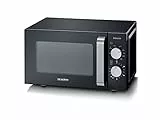 SEVERIN Microondas 2 en 1, microondas con grill y base de cerámica para descongelar y calentar, microondas digital grande para platos cuadrados, negro/acero inoxidable, MW 7762
