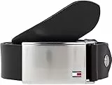 Tommy Hilfiger Hombre Cinturón TH Plaque Belt 3.5 Adj Cinturón de Cuero, Negro (Black), 105
