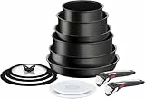 Tefal Ingenio Unlimited On - Juego de 2 Sartenes 22/28 cm + 2 Cazos 16/20 cm + Guisera 24cm + Wok 26 cm + 2 Mangos extraíbles + 5 Accesorios, Apto inducción, antiadherentes, sin PFOA