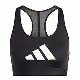 adidas Sujetador gráfico Powerreact con Logotipo Grande para Mujer, Negro, M