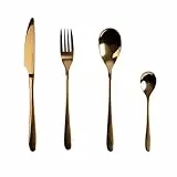 BERGNER PRAGA, Cubertería de acero inoxidable de 16 piezas, Incluye 4 cuchillos, 4 cucharas, 4 tenedores, 4 cucharas, Elegante acabado en negro, Duradera y elegante para toda ocasión