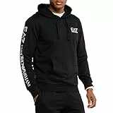 Emporio Armani Sudadera con capucha para hombre EA7 8NPM18 PJ05Z, Sweatshirt Hoodie, Negro/ Logo Blanco, M