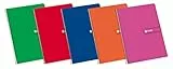 Enri, Cuadernos A4 (Folio), Cuadrícula 4x4, Tapa Dura, 80 Hojas, Pack 5 Libretas, Colores Aleatorios