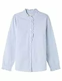 Springfield Oxford Shirt IN Cotton Spandex with Cervantes Neck and Ruffles ON Cuffs Camisa, Azul, 40 para Mujer