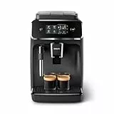 Philips Serie 2200 Cafetera Espresso Automática - 2 Cafés, Pantalla Táctil, Espumador de Leche Clásico, Molinillo Cerámico, Negro Mate (EP2220/10)