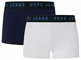 Pepe Jeans Solid LR Tk 2P Trunks, Azul (Navy), M (Pack de 2) para Hombre