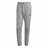 adidas Essentials Fleece Regular Tapered Pants Pantalones, Medium Grey Heather / Black, L Hombre