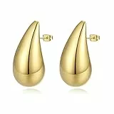 YeGieonr Pendientes Mujer de Gota de Agua, Ligeros Pendientes Acero Inoxidable Mujer de Oro Real de 18 Quilates, Pendientes Aro Hipoalergénicos, Regalos de Joyería para Mujeres y Niñas