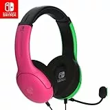 PDP Gaming LVL40 Stereo Headset with Mic for Nintendo Switch - PC, iPad, Mac, Laptop Compatible - Noise Cancelling Microphone, Lightweight, Soft Comfort On Ear Headphones - Pink/Green