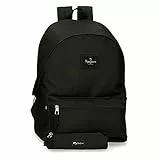 Pepe Jeans Aris Mochila para Portátil 15,6' + Estuche Escolar Negro 31x44x17,5 cms Poliéster 23.87L