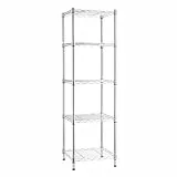 Amazon Basics Estantería ajustable con 5 baldas, Cromado, 40.6 cm x 40.6 cm x 137 cm (profundidad x ancho x alto)