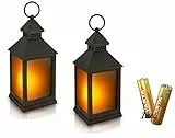NECESITAS Farolillos LED para exterior e interior, juego de 2 unidades, incluye pilas, resistente al agua, efecto parpadeante, luz de tumba, decoración de balcón y jardín, luz de viento vintage, color