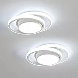 Comely 2 Piezas Plafon LED Techo para Cocina Dormitorio Pasillo, 32W 2350LM Moderna Lámpara de Techo Luz LED Techo Redonda, Blanco Frío 6500K, Diámetro 28cm, Blanco