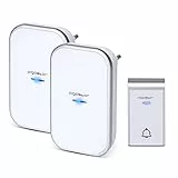 Aigostar Ring AC - Timbre inalámbrico, Timbre de Puerta con Indicadores LED, Resistente al Agua, 36 Melodías, 3 Niveles de Volumen, Timbre para Ancianos, Casa, Oficina (2 Receptor y 1 Transmisor)