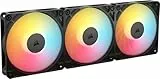 CORSAIR RS120-R ARGB 120mm PWM Ventilador Flujo Inverso – Conexiones ARGB de +5V, 8 LED RGB, Alta Presión, Cadena Daisy, Rodamiento Magnético, Zero RPM, Pack de 3 – Negro