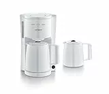 SEVERIN - Cafetera de goteo con jarra adicional para 16 tazas, Cafetera de filtro con 2 jarras termo, desconexión automática, Blanco, KA 9309