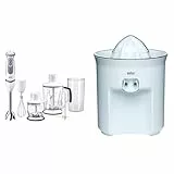 Braun Minipimer 5245 Batidora de Mano, 1000 W, 21 Velocidades, Función Turbo, Anti-Salpicaduras & TributeCollection CJ3050 - Exprimidor Eléctrico, 60 w, Sistema Antigoteo, Tapa Incluida