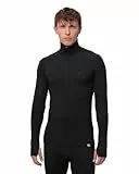DANISH ENDURANCE Camiseta Térmica Manga Larga para Hombre, Capa Base Lana Merino, con o Sin Cremallera, Negro, L