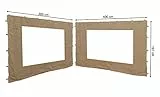 QUICK STAR 2 Paneles Laterales con Ventana PE 300 / 400x195cm Beige para Gazebo 3x4m
