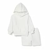 Amazon Essentials Conjunto de Sudadera con Capucha y Pantalones Niño, Blanco, 5 años