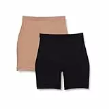 Amazon Essentials Pantalón Corto Combinación Microfibra Mujer, Pack de 2, Bronce Lavado/Negro, 42