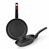 MONIX Sunset | Set 2 sartenes 22-26 cm, aluminio forjado, antiadherente, mango baquelita, apta para todo tipo de cocinas, incluido inducción