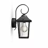Philips myGarden Buzzard - Aplique de exterior, casquillo E27, 60 W, aluminio, color negro, diseñado para jardines y patios