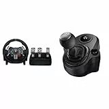 Logitech G G29 Volante y Pedales de Carrera, Force Feedback, para PS5, PS4, PC y MAC y Palanca de Cambio para Volante, 6 Velocidades, Marcha Atrás a Presion, Acero y Cuero auténtico