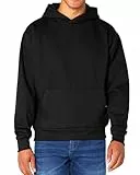 FM London Mens Essentials Hoodie Sudadera con Capucha, Negro, L para Hombre