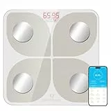 Báscula Pesa Persona, Healthkeep Balanza Conectada Bluetooth Impedancia Pese Personas Alta Precisión con 13 Medidas Corporales APP Para Android e iOS, Capacidad 180kg/400lb, 28x28cm