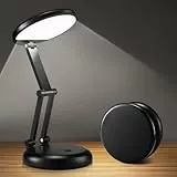 One Fire Lámpara de mesa inalámbrica LED, lámpara de batería plegable y portátil con 9 niveles de luminosidad, lámpara de lectura LED negra, lámpara de mesa a batería inalámbrica