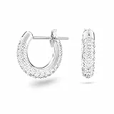 Swarovski Pendientes de aro Stone, Pavé, Pequeños, Blancos, Baño de rodio