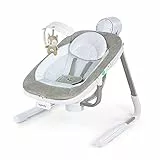 Ingenuity, Columpio Compacto y Portátil AnyWay Sway Ray, vibraciones, 16 melodías, 2 sonidos, asiento gira 180°, 3 direcciones de balanceo, cable USB, desde recién nacido hasta 9 kg, 1 Unidad