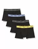 Dim Pack de Bóxers Mix And Colors Cotton Stretch X4, Bóxer Hombre, Noir Ceinture Jaune/Bleu/Gris, XL