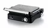 Plancha electrica para parrilladas mixtas, 2000W, 3 modos de cocción, Placas antiadherentes, Plata/Negro