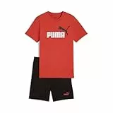 PUMA ESS 2 COLOR No. 1 Logo Tee and Shorts Set B Red Fire