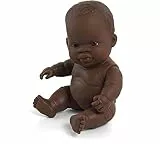Miniland – Muñeca bebé Africana Niña de Vinilo Suave de 21cm con rasgos étnicos y sexuado para el Aprendizaje de la Diversidad con Suave y Agradable Perfume. Colección de Diferentes etnias y sexos.
