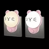 Annmore Luz Infantil Nocturna con Interruptor para Enchufe, 2 Piezas Lámpara Gatos Noche para Dormitorio Recién Nacido, Luz Quitamiedos Bebé, Iluminación de Pared Pasillo