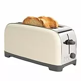 Taurus – Tostador Vintage Cream, 1500W, 2 Ranuras Extra Largas, 7 Niveles, 3 Funciones, Cuerpo Inox, Autocentrado, Recogemigas, Elevación Extra, Recoge cables, Crema