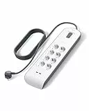 Belkin Regleta de enchufes con 8 tomas y 2 puertos USB-A (2,4 A) con protección contra sobretensiones, 900 julios, ladrón, cable de 2 metros, base múltiple con protección eléctrica, hogar y oficina