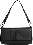 Calvin Klein Bolso con correa para hombro Mujer Sculpted Flap Pouch con logotipo, Negro (Black), Talla Única