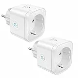 Enchufe Inteligente 16A 3680W, Enchufe Wi-Fi Medidor Consumo, Tomada Inteligente Programable con Temporizador, Control Remoto por APP&Voz, Compatible con Alexa, Google Home y SmartThings, 2 Pack