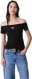 Calvin Klein Camisetas de Manga Corta Mujer Off Shoulder sin Hombros, Negro (Black), M