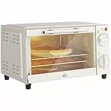 HOMCOM Horno Eléctrico de Sobremesa Horno Sobremesa de 9L 750W con Temperatura Ajustable hasta 230°C Temporizador 60min y Bandeja para Hornear Parrilla Crema
