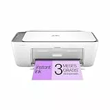 HP DeskJet 2820e 588K9B, Impresora multifunción de inyección de tinta A4 a color, Conexión Wi-Fi, Impresión a doble cara manual, Hasta 7,5 ppm, 3 meses de impresión Instant Ink con HP+, Blanca